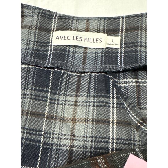 Avec Les Filles Plaid Pleated Mini Skirt With Side Buckle Accent Size L - Picture 5 of 9